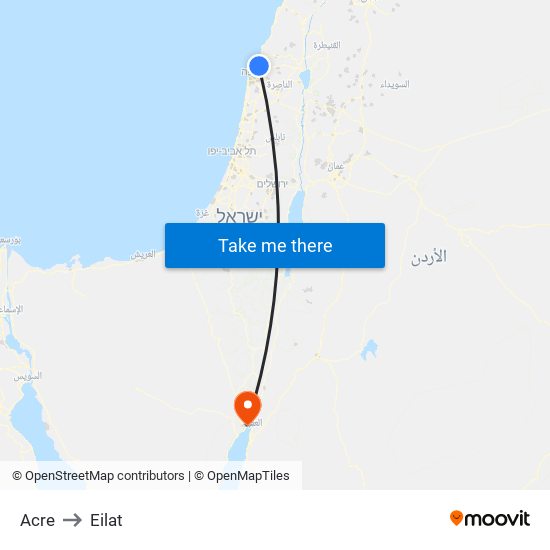 Acre to Eilat map