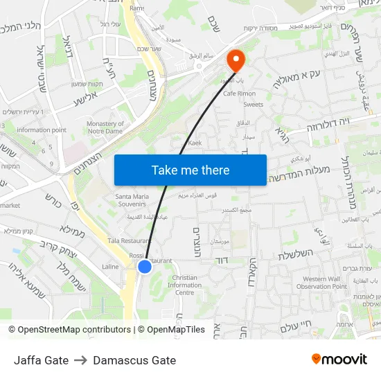 Jaffa Gate to Damascus Gate map