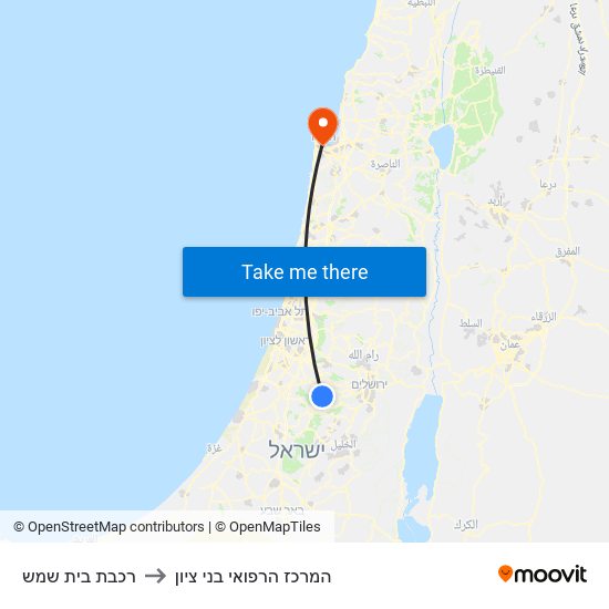 רכבת בית שמש to המרכז הרפואי בני ציון map