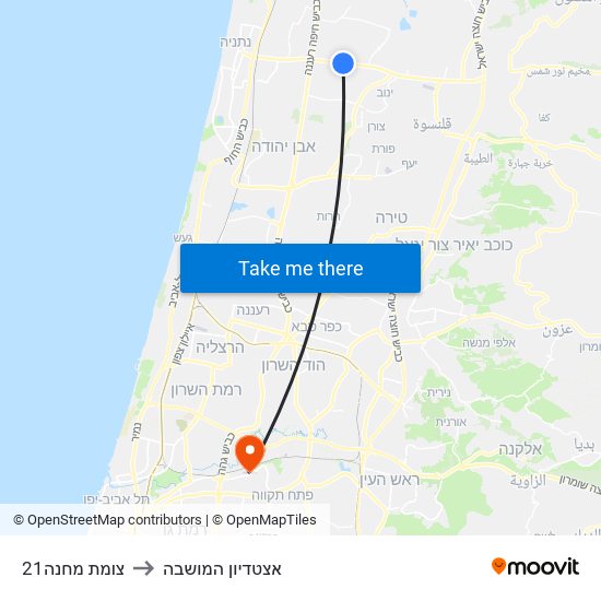 צומת מחנה21 to אצטדיון המושבה map