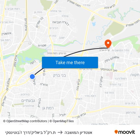 ת.רק''ל ביאליק/דרך ז'בוטינסקי to אצטדיון המושבה map