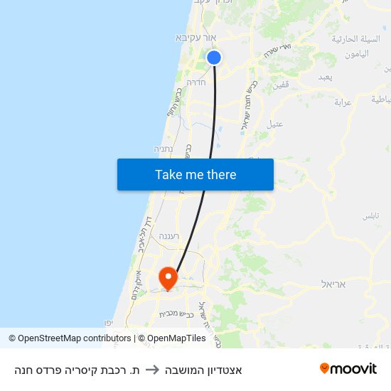 ת. רכבת קיסריה פרדס חנה to אצטדיון המושבה map