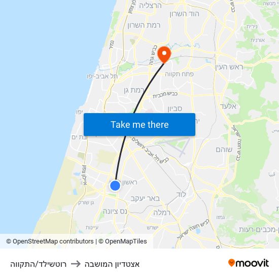 רוטשילד/התקווה to אצטדיון המושבה map