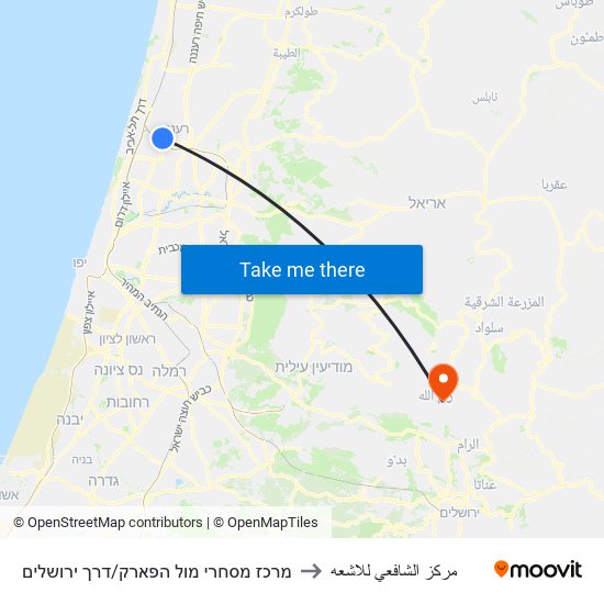 מרכז מסחרי מול הפארק/דרך ירושלים to مركز الشافعي للاشعه map