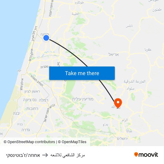 אחוזה/ז'בוטינסקי to مركز الشافعي للاشعه map