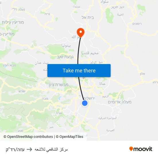 עזה/רד''ק to مركز الشافعي للاشعه map