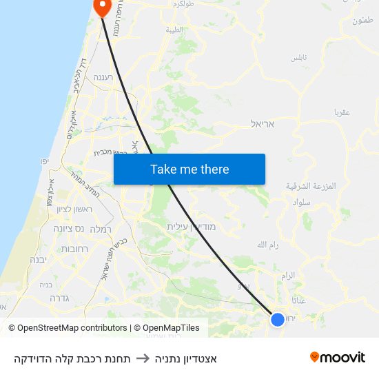 תחנת רכבת קלה הדוידקה to אצטדיון נתניה map