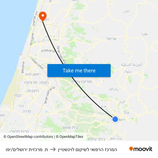 ת. מרכזית ירושלים/יפו to המרכז הרפואי לשיקום לוינשטיין map