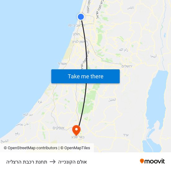 תחנת רכבת הרצליה to אולם הקונכייה map