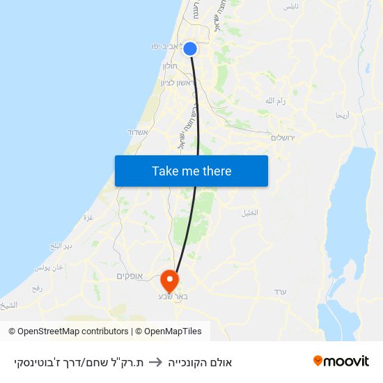 ת.רק''ל שחם/דרך ז'בוטינסקי to אולם הקונכייה map