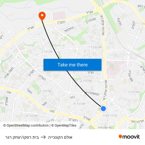 בית רסקו/יצחק רגר to אולם הקונכייה map