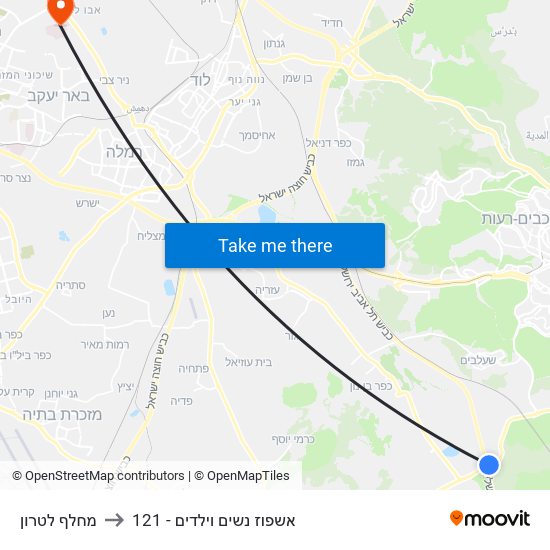 מחלף לטרון to 121 - אשפוז נשים וילדים map