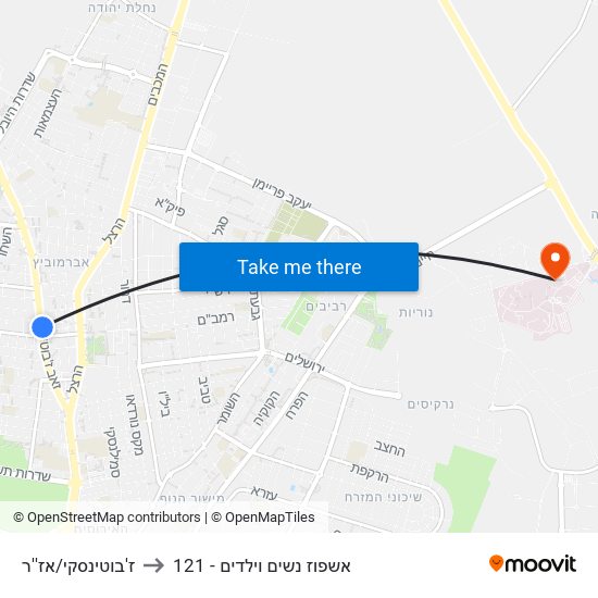 ז'בוטינסקי/אז''ר to 121 - אשפוז נשים וילדים map