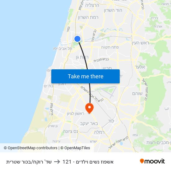 שד' רוקח/בכור שטרית to 121 - אשפוז נשים וילדים map