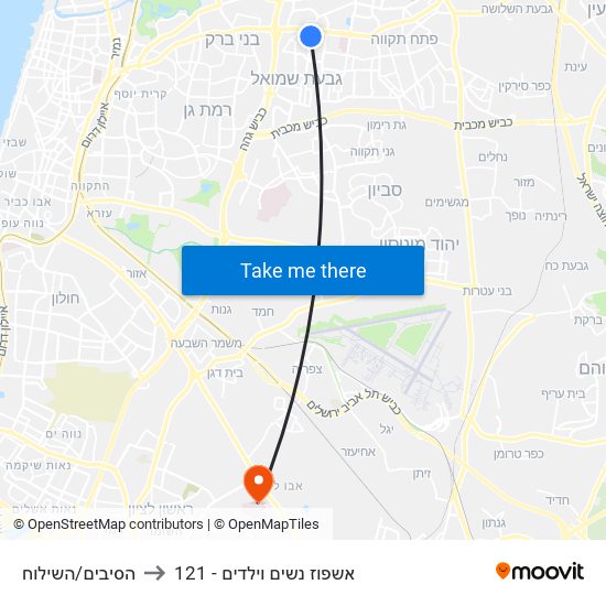 הסיבים/השילוח to 121 - אשפוז נשים וילדים map