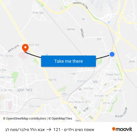 אבא הלל סילבר/פסח לב to 121 - אשפוז נשים וילדים map