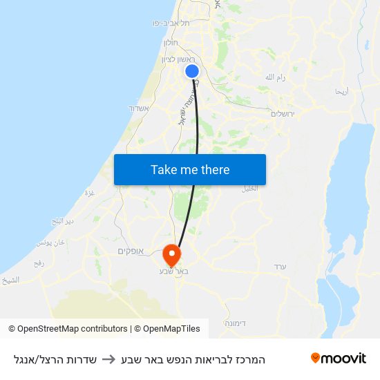 שדרות הרצל/אנגל to המרכז לבריאות הנפש באר שבע map