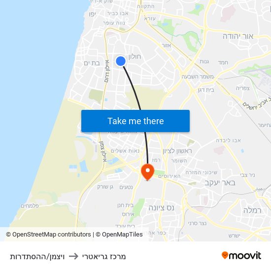 ויצמן/ההסתדרות to מרכז גריאטרי map