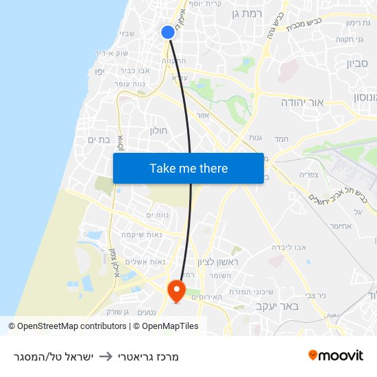 ישראל טל/המסגר to מרכז גריאטרי map