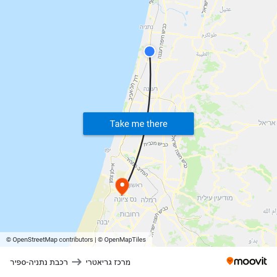 רכבת נתניה-ספיר to מרכז גריאטרי map