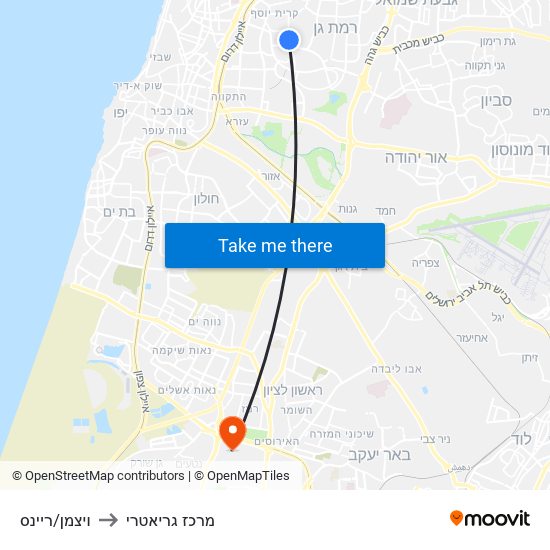 ויצמן/ריינס to מרכז גריאטרי map