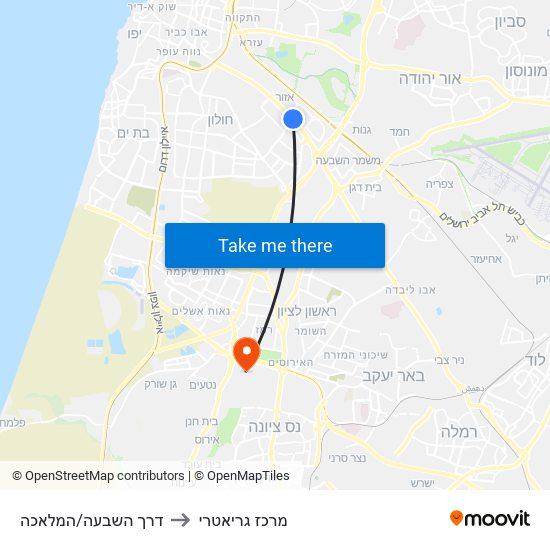 דרך השבעה/המלאכה to מרכז גריאטרי map