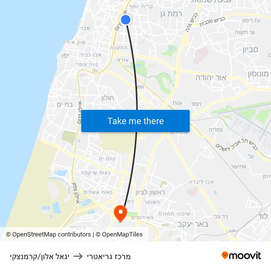 יגאל אלון/קרמנצקי to מרכז גריאטרי map