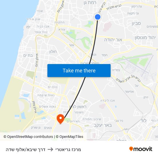 דרך שיבא/אלוף שדה to מרכז גריאטרי map