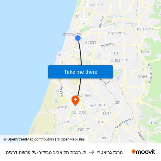 ת. רכבת תל אביב סבידור/על פרשת דרכים to מרכז גריאטרי map