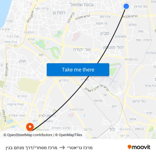 מרכז מסחרי/דרך מנחם בגין to מרכז גריאטרי map