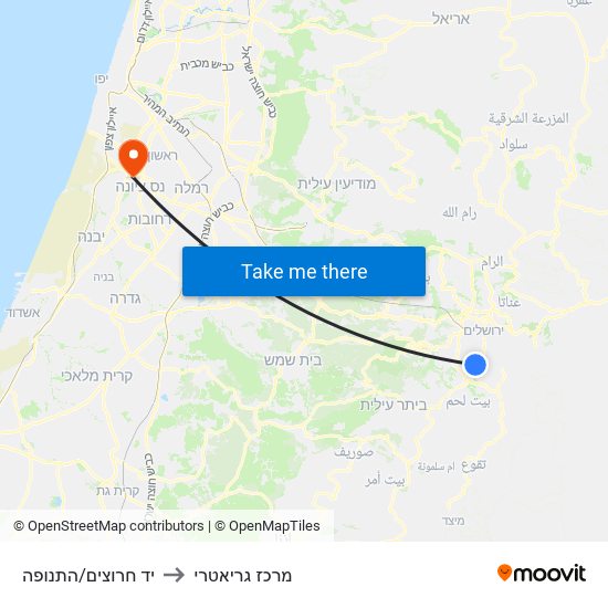 יד חרוצים/התנופה to מרכז גריאטרי map