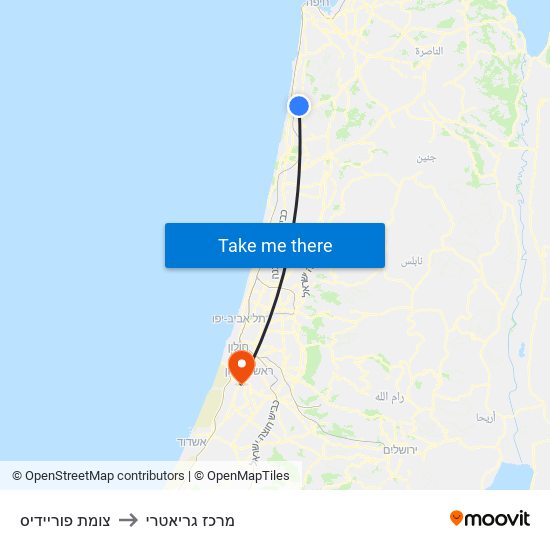 צומת פוריידיס to מרכז גריאטרי map