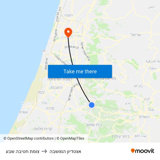 צומת חטיבה שבע to אצטדיון המושבה map