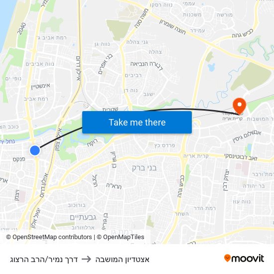 דרך נמיר/הרב הרצוג to אצטדיון המושבה map