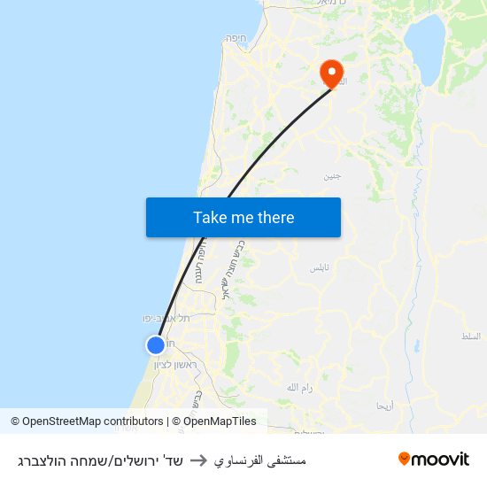 שד' ירושלים/שמחה הולצברג to مستشفى الفرنساوي map