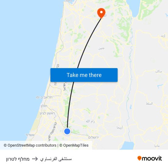 מחלף לטרון to مستشفى الفرنساوي map