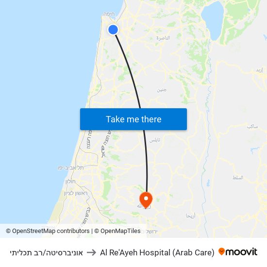 אוניברסיטה/רב תכליתי to Al Re'Ayeh Hospital (Arab Care) map