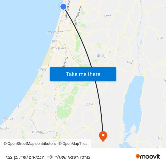הנביאים/שד. בן צבי to מרכז רפואי שאלר map