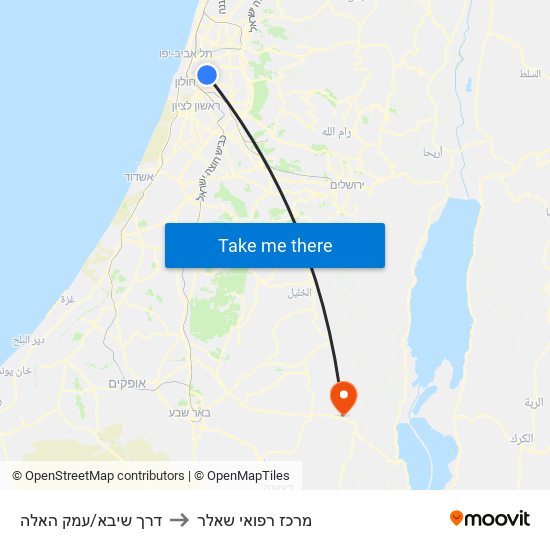 דרך שיבא/עמק האלה to מרכז רפואי שאלר map