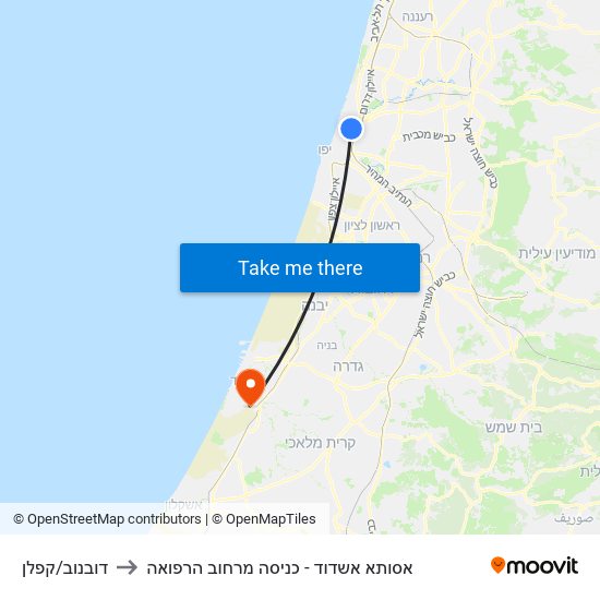 דובנוב/קפלן to אסותא אשדוד - כניסה מרחוב הרפואה map