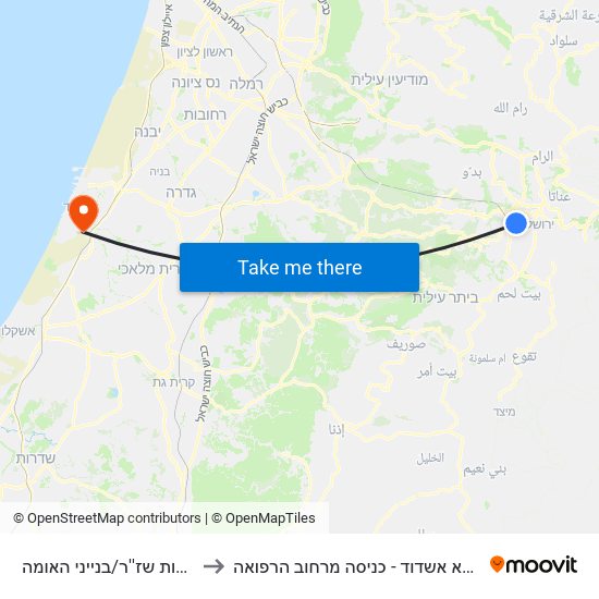 שדרות שז''ר/בנייני האומה to אסותא אשדוד - כניסה מרחוב הרפואה map