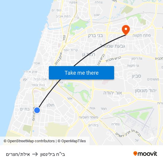 אילת/חצרים to בי’’ח בילינסון map