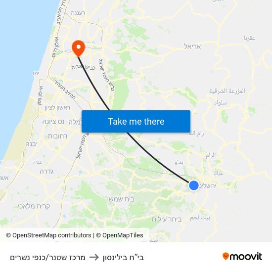 מרכז שטנר/כנפי נשרים to בי’’ח בילינסון map