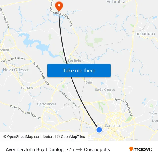 Avenida John Boyd Dunlop, 775 to Cosmópolis map