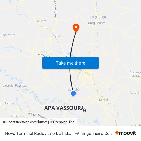 Novo Terminal Rodoviário De Indaiatuba to Engenheiro Coelho map