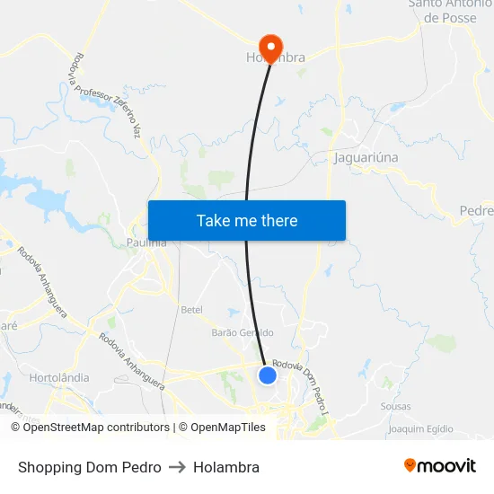 Shopping Dom Pedro to Holambra map
