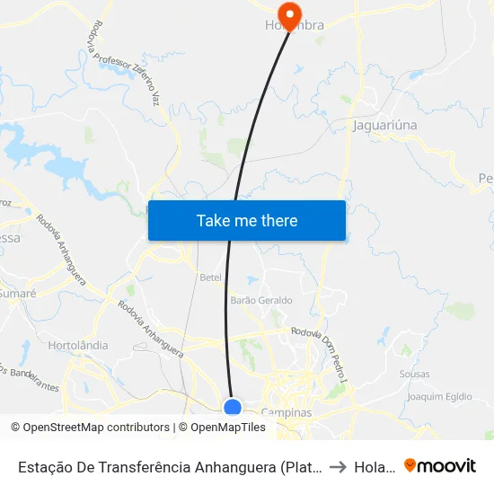 Estação De Transferência Anhanguera (Plataforma 6 - Sentido Centro) to Holambra map