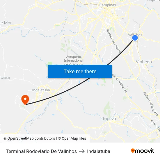 Terminal Rodoviário De Valinhos to Indaiatuba map