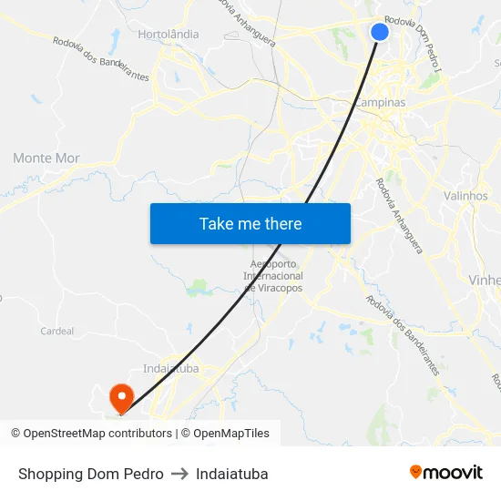 Shopping Dom Pedro to Indaiatuba map