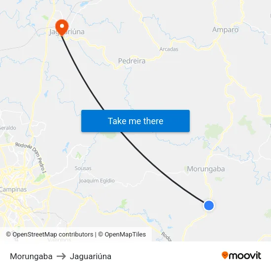 Morungaba to Jaguariúna map